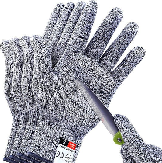 THOMEN 4 PCS (M+L) Cut Resistant Gloves Level 5 Protection for Kitchen, Upgrade Safety Anti Cutting Gloves for Meat Cutting