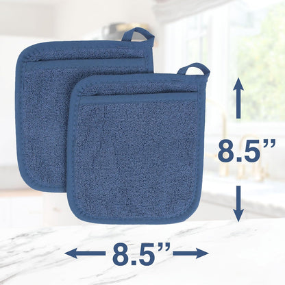RITZ Terry Pocket Mitt & Hot Pad: Unparalleled Heat Resistant, Durable 100% Cotton – Ergonomically Designed for Optimal Grip – Easy-Care Machine Washable –, Federal Blue