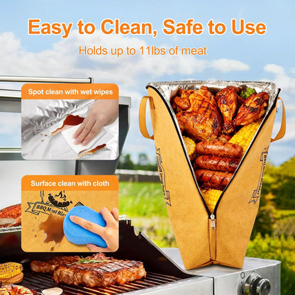 DY DECENT FAMILY BBQ Blanket for Resting Meat with Squeeze Bottle & Meat Press - Meat Resting Blanket for Brisket, Pork, Steak, Turkey - Grill Blanket for Outdoor Grill - Ideal BBQ Gift for Men Dad
