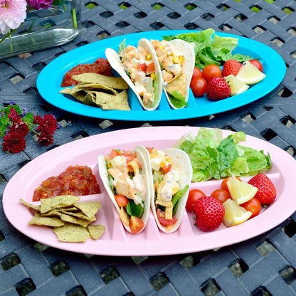 Youngever 9 Pack Plastic Taco Holder Plates, Reusable Taco Trays, Set of 9 in 9 Assorted Colors