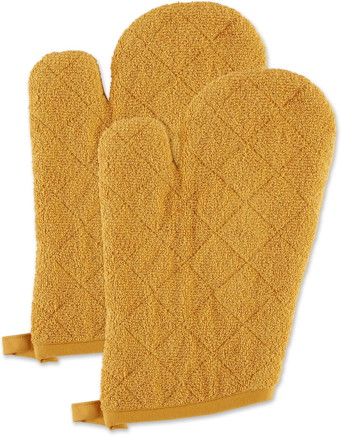 DII Basic Terry Collection 100% Cotton Quilted, Oven Mitt, Brown, 2 Piece