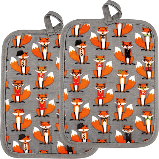 Pot Holders Set of 2,Non Slip Clear Silicone Printed Potholdes