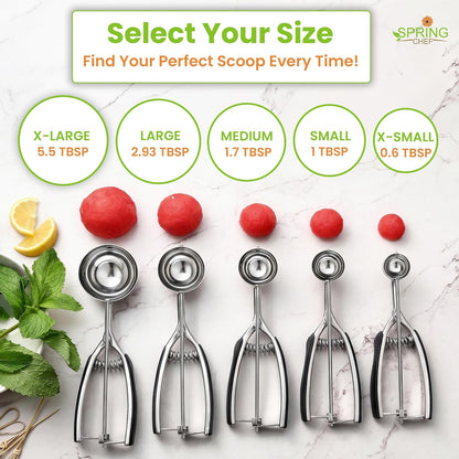 Spring Chef Extra Large Stainless Steel Cookie Scoop, #10, 5.5 Tbsp, Black