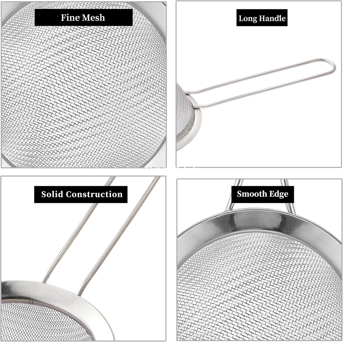 Fine Mesh Strainers, 2 Pack Mini Metal Sieve with Handle for Kitchen Filter