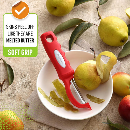 Spring Chef Premium Swivel Vegetable Peeler, Soft Grip Handle and Ultra Sharp Stainless Steel Blades - Perfect Kitchen Peeler For Veggie, Fruit, Potato, Carrot, Apple - Mango
