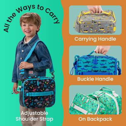 Bentgo Kids Lunch Bag - Durable, Double-Insulated Lunch Bag for Kids 3+; Holds Lunch Box, Water Bottle, & Snacks; Easy-Clean Water-Resistant Fabric & Multiple Zippered Pockets (Mermaid)