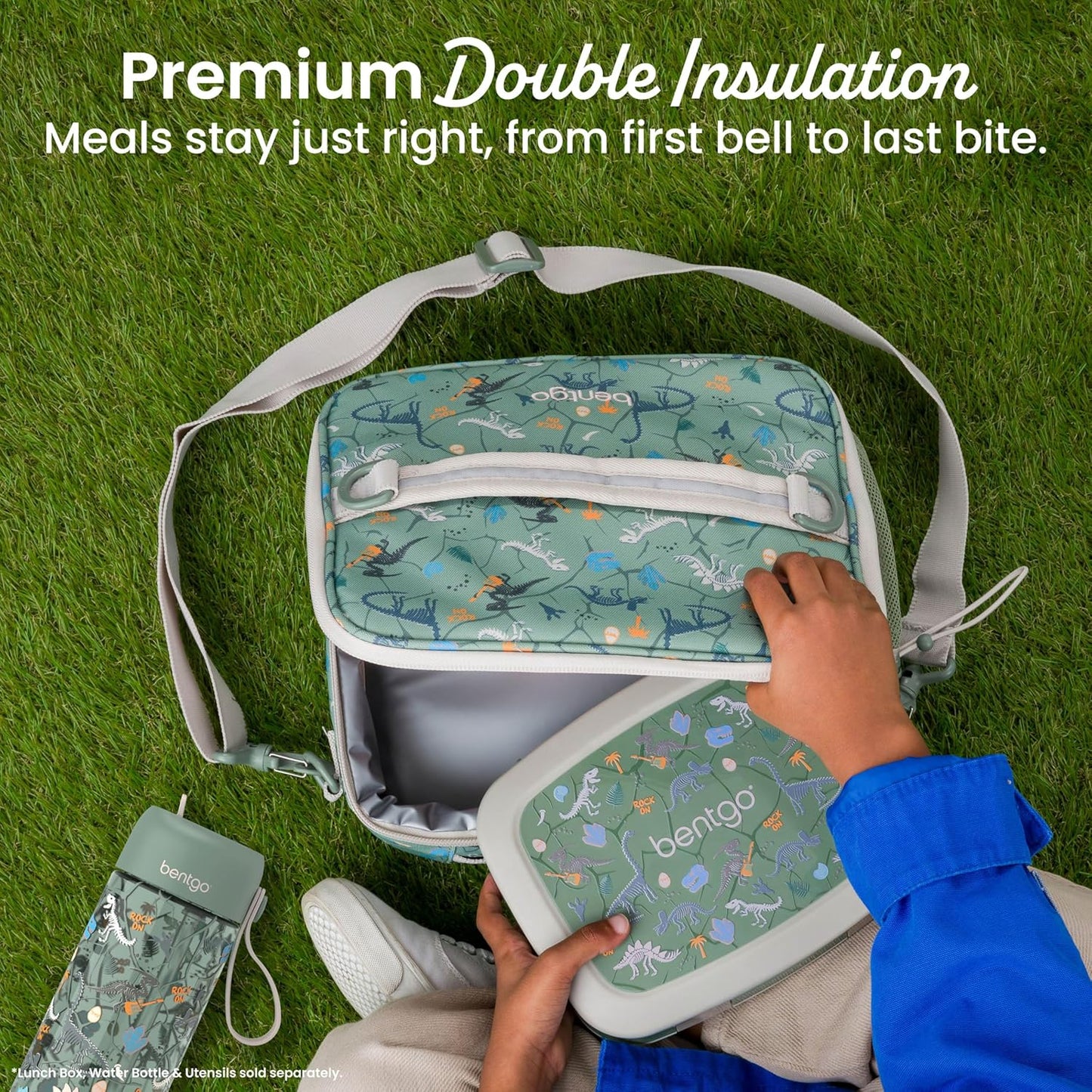 Bentgo Kids Lunch Bag - Durable, Double-Insulated Lunch Bag for Kids 3+; Holds Lunch Box, Water Bottle, & Snacks; Easy-Clean Water-Resistant Fabric & Multiple Zippered Pockets (Mermaid)