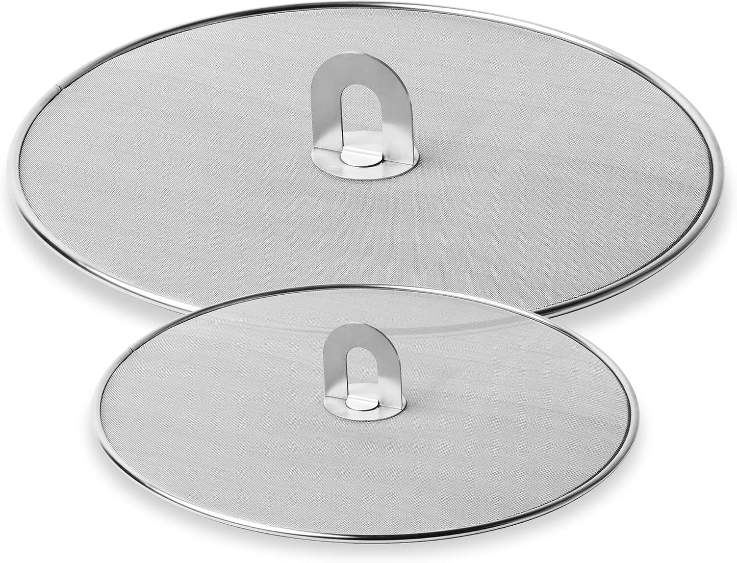 Homestia Splatter Screen for Kitchen, Stainless Steel Fine Mesh Splatter Screen for Frying Pan, 10” Grease Splatter Guard with Fold Flat Knob