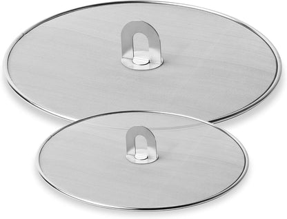 Homestia Splatter Screen for Kitchen, Stainless Steel Fine Mesh Splatter Screen for Frying Pan, 10” Grease Splatter Guard with Fold Flat Knob