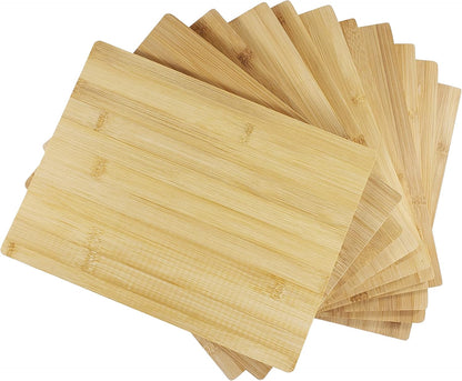 Set of 12, Bulk Wholesale Bamboo Cutting Boards – 12x9" Blank Wood Charcuterie Trays for Snacks, Cheese, Appetizers, Grazing Platter, Engraving Gifts, Epoxy Resin Crafts, or Rustic Wall Deco