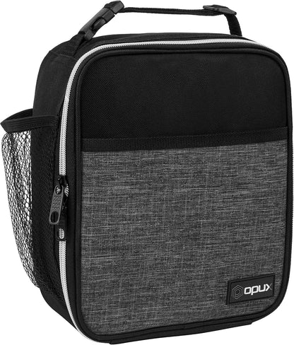 opux Premium Insulated Lunch Box, Soft School Lunch Bag for Kids Boys Girls, Leakproof Small Lunch Pail Men Women Work, Reusable Compact Cooler Tote Lunchbox for Office Adult, Black