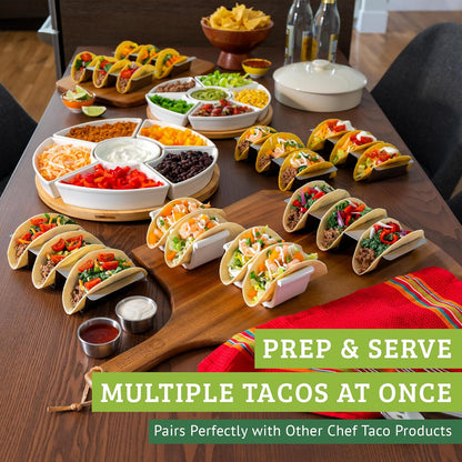Ceramic taco holder (2 Pack) soft taco holders, Holds 4 tacos, wrap server for oven and Kitchen, For Hard and Soft Shell, Dishwasher & Microwave Safe (White)