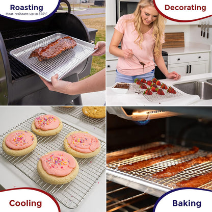 Kitchenatics 4-Tier Stackable Cooling Rack Space Saving Baking Set, 15x10"
