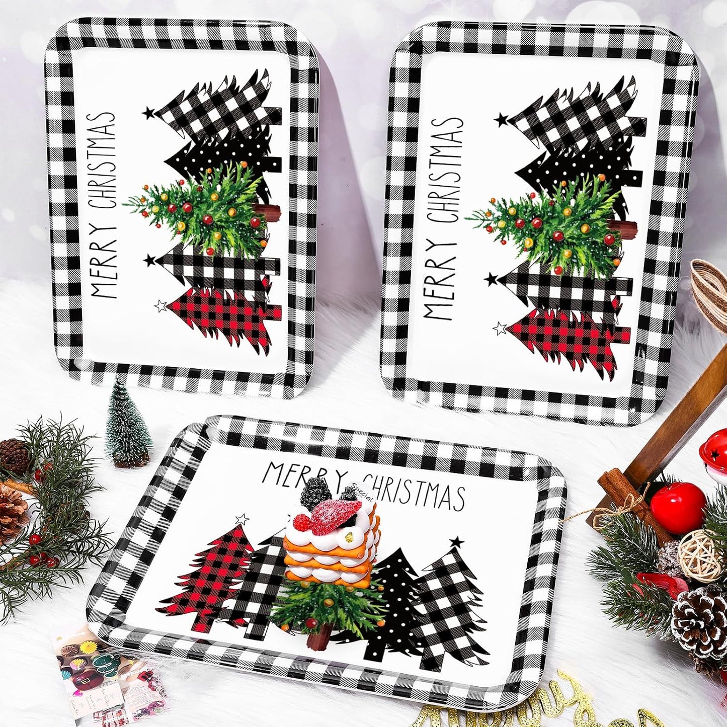 JarThenaAMCS 3Pcs Graduation Serving Trays 13 x 10 Inch Bachelor' s Hat Diploma Glitter Reusable Melamine Platter Congrats 2026 Grad Serving Dishes for Graduate Party Sharing Snacks Fruit Dessert