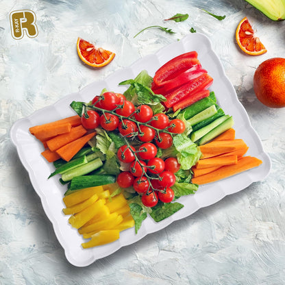 6 Pack Clear Plastic Serving Trays for Party, 9 x 13 Inch - Heavy Duty Plastic Trays for Food - Rectangular Party Serving Trays and Platters - Clear Disposable Trays