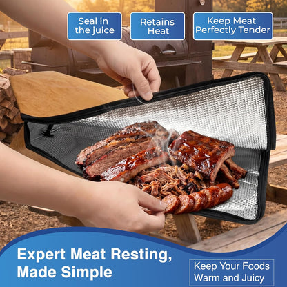 3pcs Barbecue Prep Tub, BBQ Blanket, Meat Shredder Claws | Collapsible 3 in 1 Cutting Board with Colander & Dish Basin, Insulated 21" Meat Resting Bag, Barbecue Grilling Accessories
