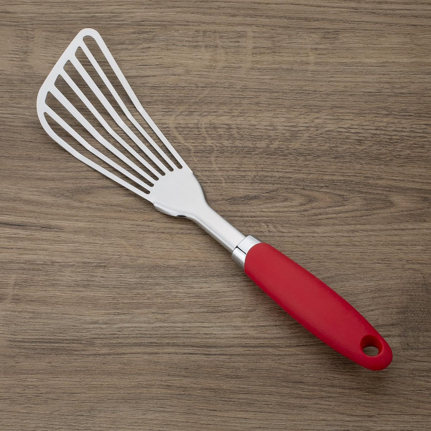 304 Stainless Steel Fish Spatula, Thin Flexible Slotted Fish Turner with Non-Slip Ergonomic Handle, Metal Spatula for Fish, Eggs, Burgers, Cast Iron & Griddle, Black