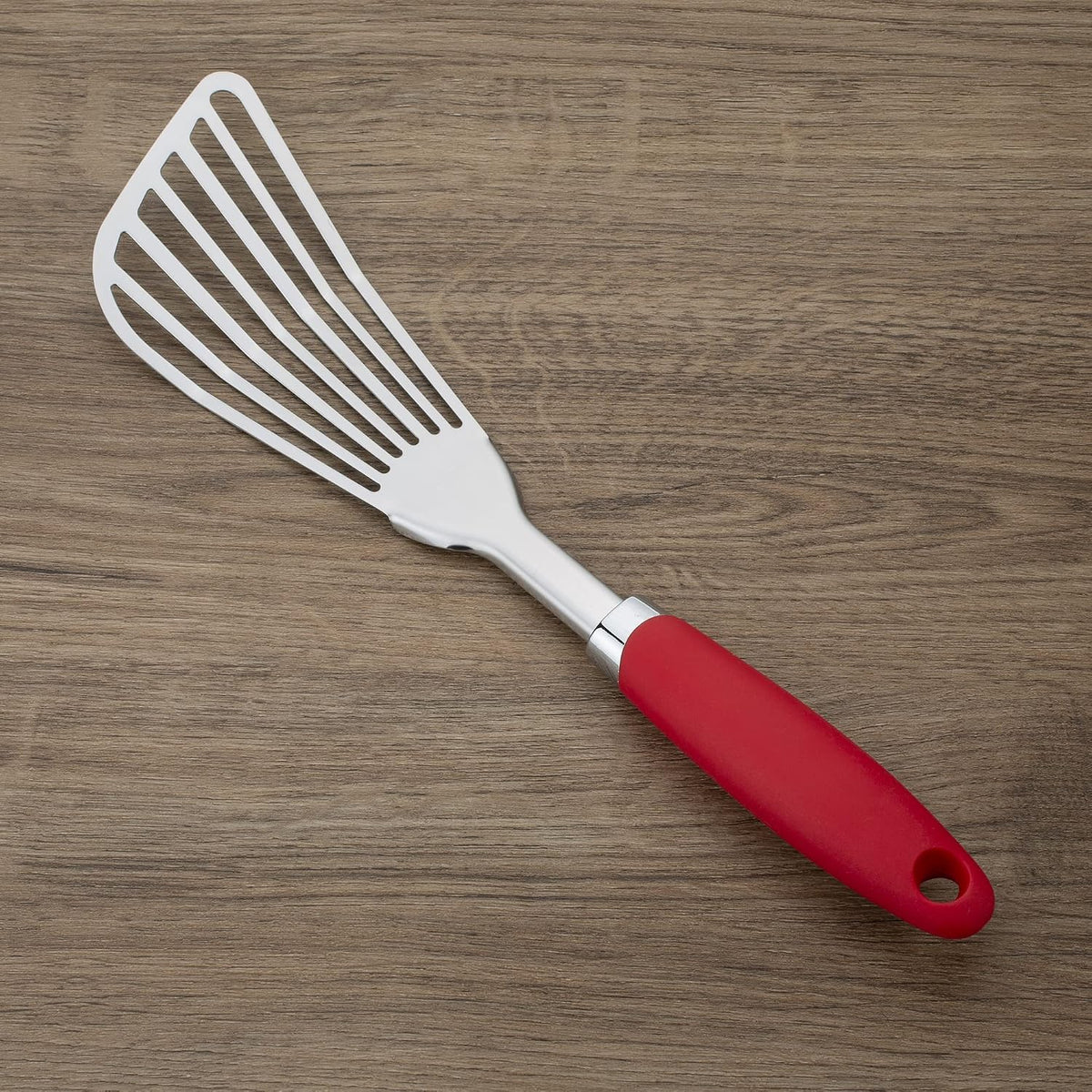 304 Stainless Steel Fish Spatula, Thin Flexible Slotted Turner | Non-Slip Ergonomic Handle, Metal Spatula for Fish, Eggs, Burgers, Cast Iron & Griddle, Black