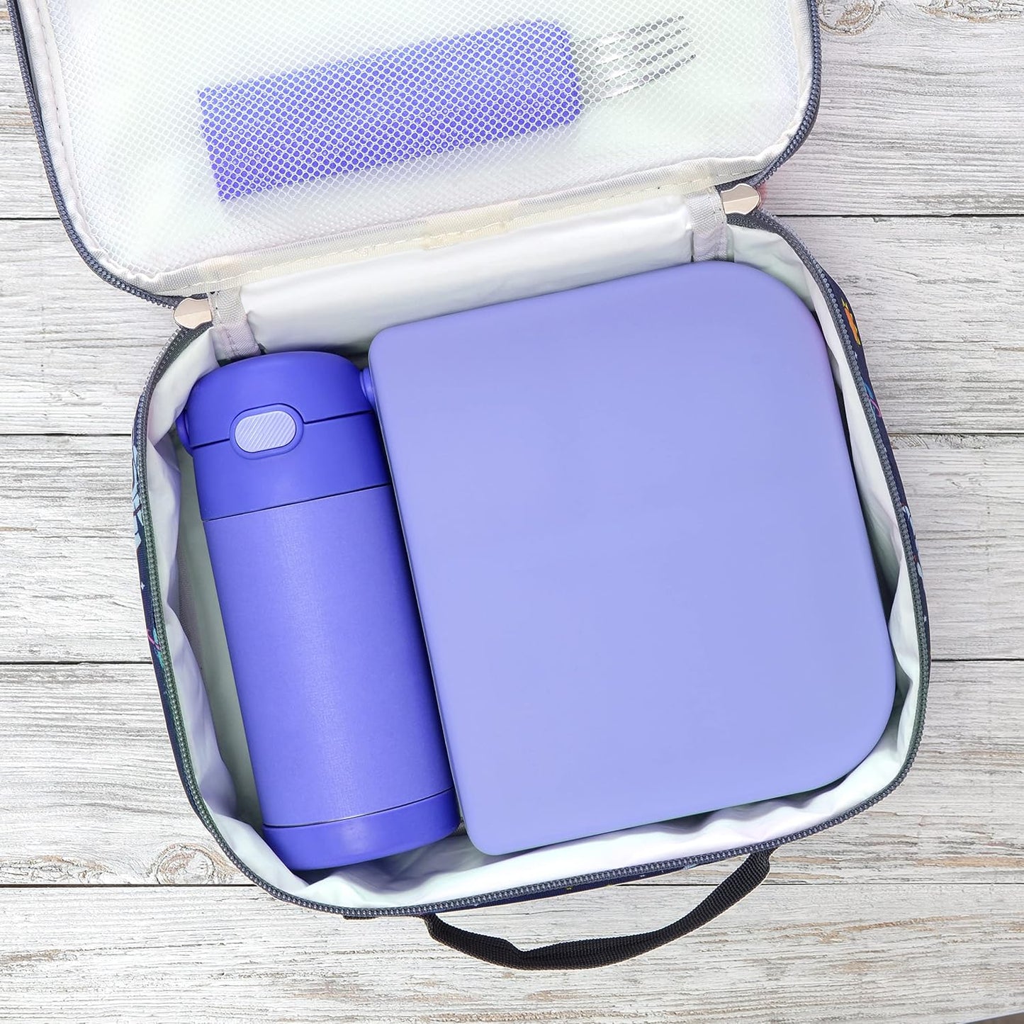PrimaStella Unbreakable Silicone Lunch Box for Kids and Adults - Divided Leak Proof Bento Box (Slate Blue)