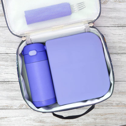 PrimaStella Unbreakable Silicone Lunch Box for Kids and Adults - Divided Leak Proof Bento Box (Slate Blue)