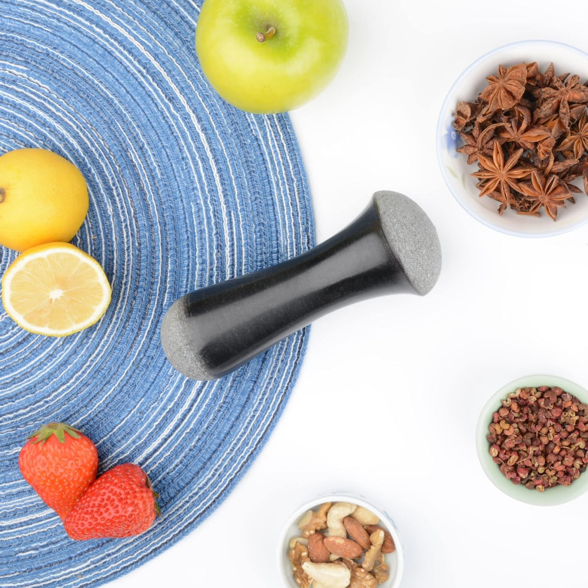 Tianman Marble Replacement Pestle 5.9" Length Polished, Use Pestle on Both Ends (Only Pestle Mortar Not Included) (Grey Marble Polished)