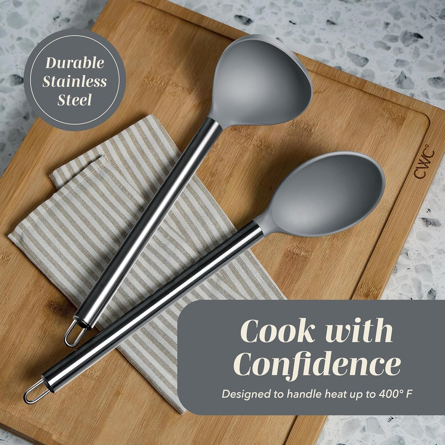 COOK WITH COLOR Silicone Cooking Utensils, Kitchen Utensil Set, Easy to Clean Silicone Kitchen Utensils, Cooking Utensils for Nonstick Cookware, Kitchen Gadgets Set, 38 Piece, Mint