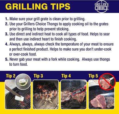 Grillers Choice Commercial Grill Brush - 2 Headed Double Helix Coils, Bristle Free, 18" Long Handle, 3 in 1 Professional Barbecue Cleaner, Stainless Steel, All Grill Types.