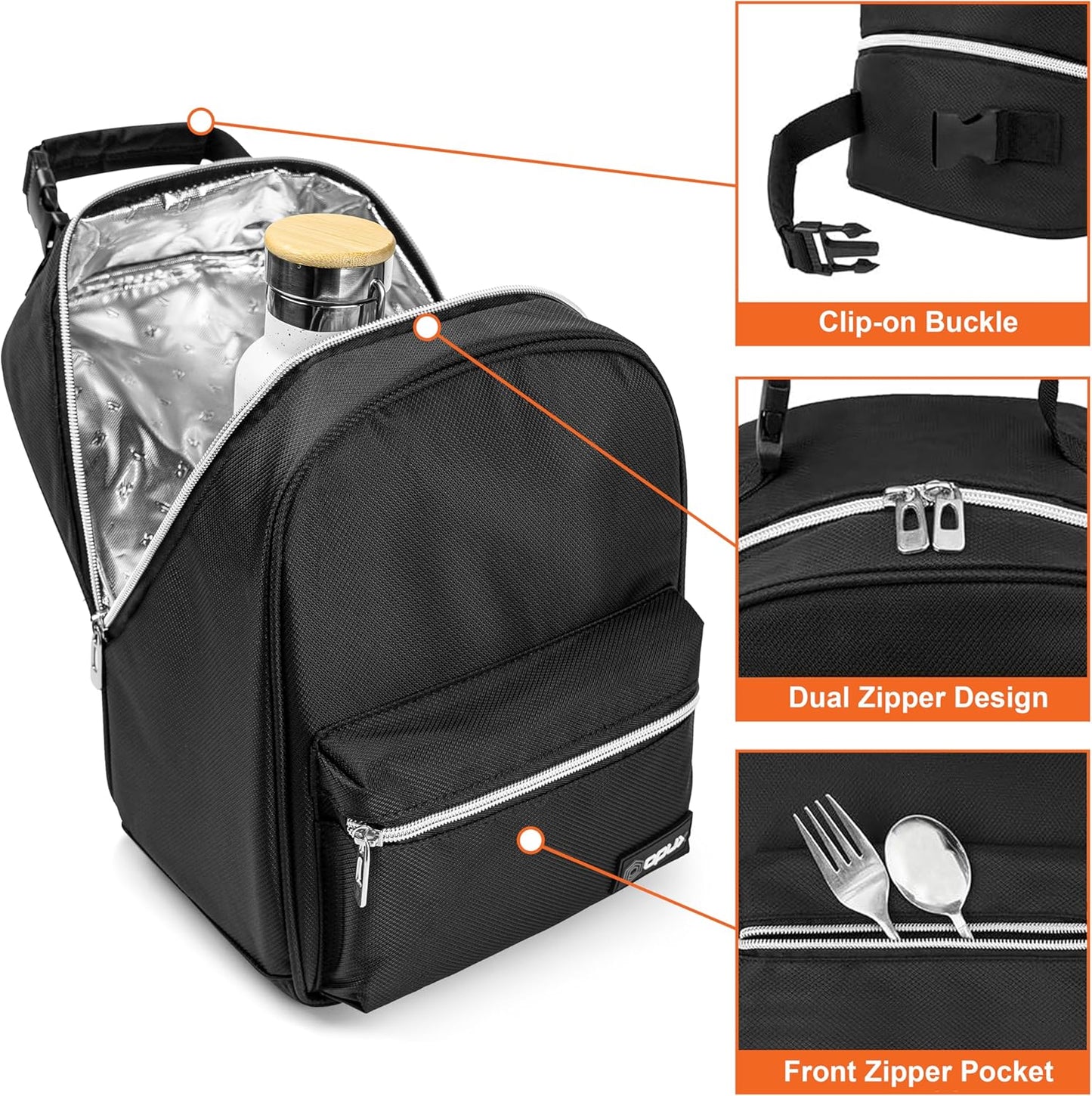 opux Lunch Box for Girls Boys Kids, Insulated Leakproof Lunch Bag, Reusable Teen Lunch Boxes for School, Medium Large lunchbox for Women Men Adult for Work with Front Back Pocket (Purple)