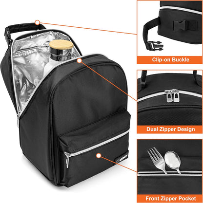 opux Lunch Box for Girls Boys Kids, Insulated Leakproof Lunch Bag, Reusable Teen Lunch Boxes for School, Medium Large lunchbox for Women Men Adult for Work with Front Back Pocket (Purple)