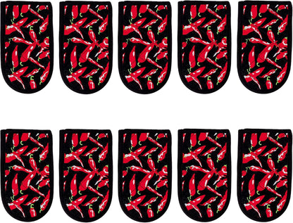 Cast Iron Skillet Pan Pot Holder Covers Mitts Black Non-Slip Washable Sleeves for BBQ Baking Kitchen Cotton Commercial Grade (Chili, 10)