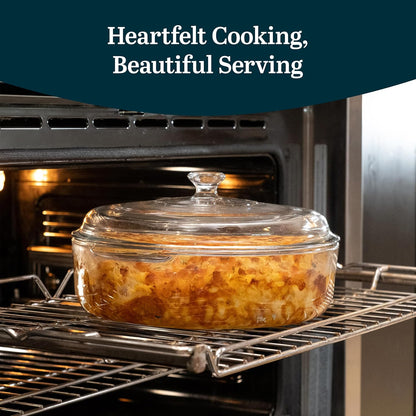Libbey Baker’s Premium Glass Pie Plate, Stackable, Space Saving Casserole Dish Set with Lids, Glass Baking Dish Set for Fruit Pies, Quiches