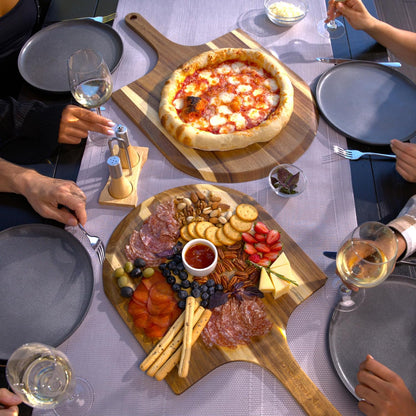16-Inch Wooden Pizza Peel, X-Large Paddle, Cutting & Serving Board w Handle