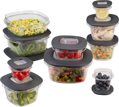 Rubbermaid Premier Easy Find Lids Meal Prep and Food Storage Containers, Set of 10 (20 Pieces Total), Grey |BPA-Free & Stain Resistant
