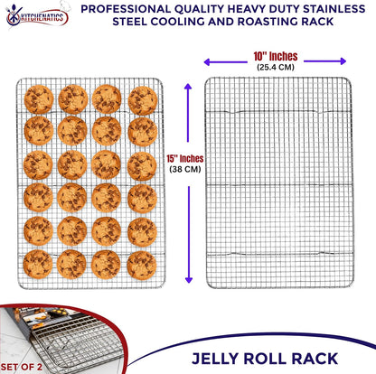 Kitchenatics 4-Tier Stackable Cooling Rack Space Saving Baking Set, 15x10"