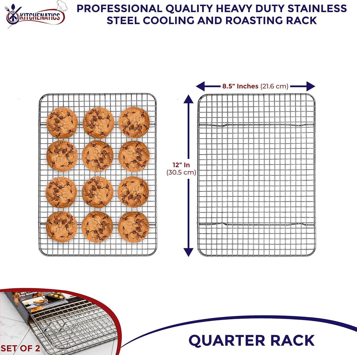 Kitchenatics 4-Tier Stackable Cooling Rack Space Saving Baking Set, 15x10"