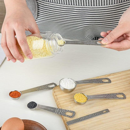 Copper Measuring Cups and Spoons Set 14, Stainless Steel Measuring Cups and Spoons set, Metal 6 Measure Cup and 7 Measure Spoon with 1 Leveler for Kitchen & Baking