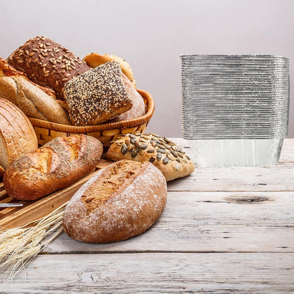 Waytiffer (50 Pack) 1Lb mini Loaf Pans Heavy Duty Disposable Aluminum Foil Bread Tins Standard Size 6" X 3.5" X 2.5" Oven Safe Sturdy Small Bread Tin Pans 1 Pound Loaf Pans