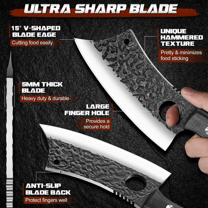 ROCOCO Viking Cleaver Knife Birthday - Kitchen Axe & Sheath Father Gift Men