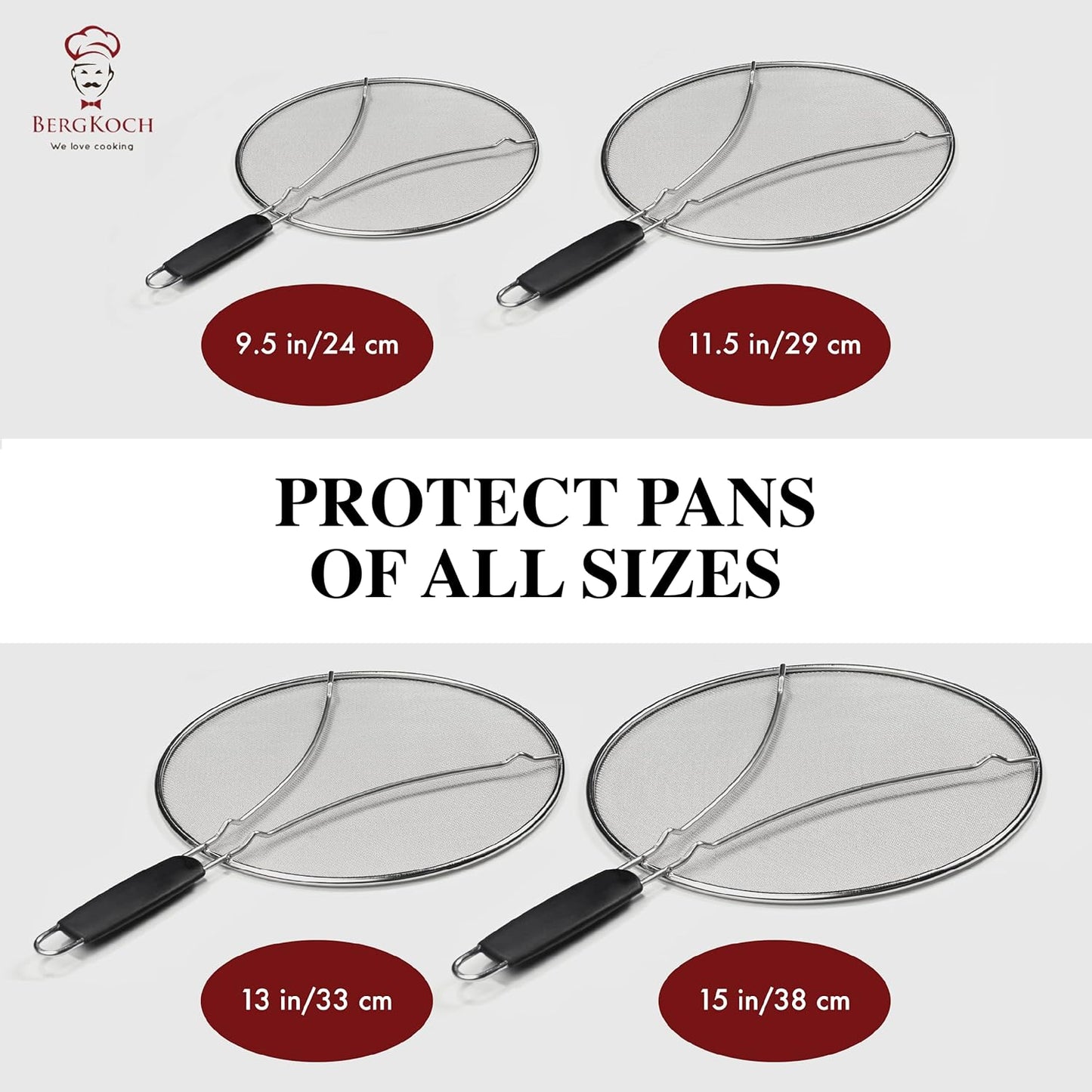 Splatter Screen for Frying Pan - 15 Inch Stainless Steel Grease Splatter Guard - Cover Oil Splash when Sizzling Bacon, Cooking Fried Chicken or Popcorn