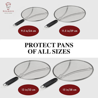 Splatter Screen for Frying Pan - 15 Inch Stainless Steel Grease Splatter Guard - Cover Oil Splash when Sizzling Bacon, Cooking Fried Chicken or Popcorn