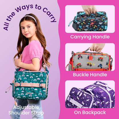 Bentgo Kids Lunch Bag - Durable, Double-Insulated Lunch Bag for Kids 3+; Holds Lunch Box, Water Bottle, & Snacks; Easy-Clean Water-Resistant Fabric & Multiple Zippered Pockets (Mermaid)