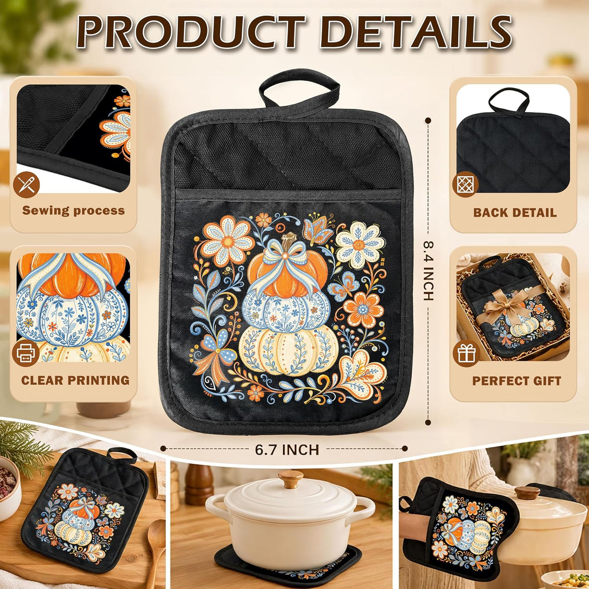 Gothic Cooking Skeleton Chef Pot Holders Heat Resistant