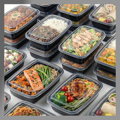 Meal Prep Containers [10 Set] 38 oz with Lids, 1 compartment, Stackable, Reusable, Leakproof, Food Safe, Microwave, Freezer & Dishwasher Safe for Food Prep Storage Bento Box (10 Set, 38 oz)