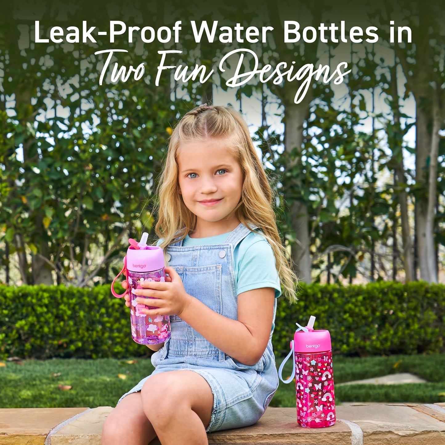 Bentgo Kids Water Bottle - Leak-Proof, Durable Tritan PFAS- & BPA-Free 15 fl oz, Kids/Toddlers Ages 3+ for School & Sports; Bite & Sip Spout, Carrying Handle, Dishwasher Safe (Unicorn)