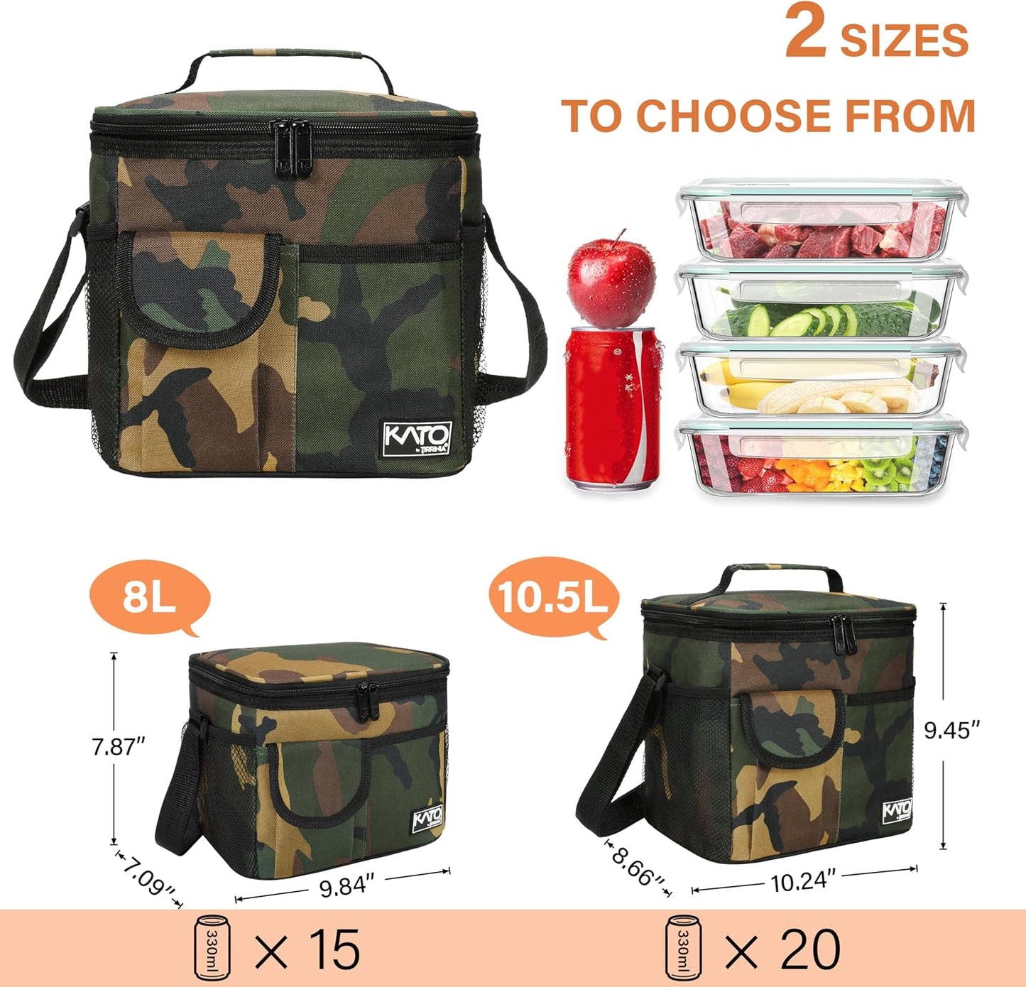 Tirrinia Insulated Lunch Bag for Women Men, Leakproof Lunch Box Containers for Adult, Work, School, Soft Lunchbox for Kids,Boys, Adult Cooler Bag for Picnic Hiking Beach,Charcoal