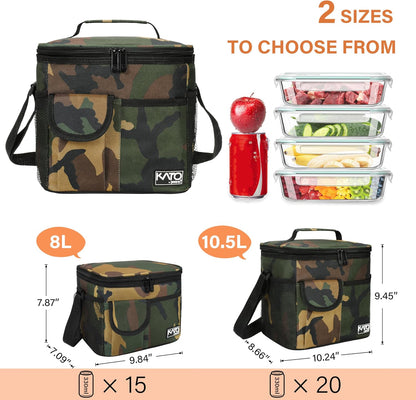 Tirrinia Insulated Lunch Bag for Women Men, Leakproof Lunch Box Containers for Adult, Work, School, Soft Lunchbox for Kids,Boys, Adult Cooler Bag for Picnic Hiking Beach,Charcoal