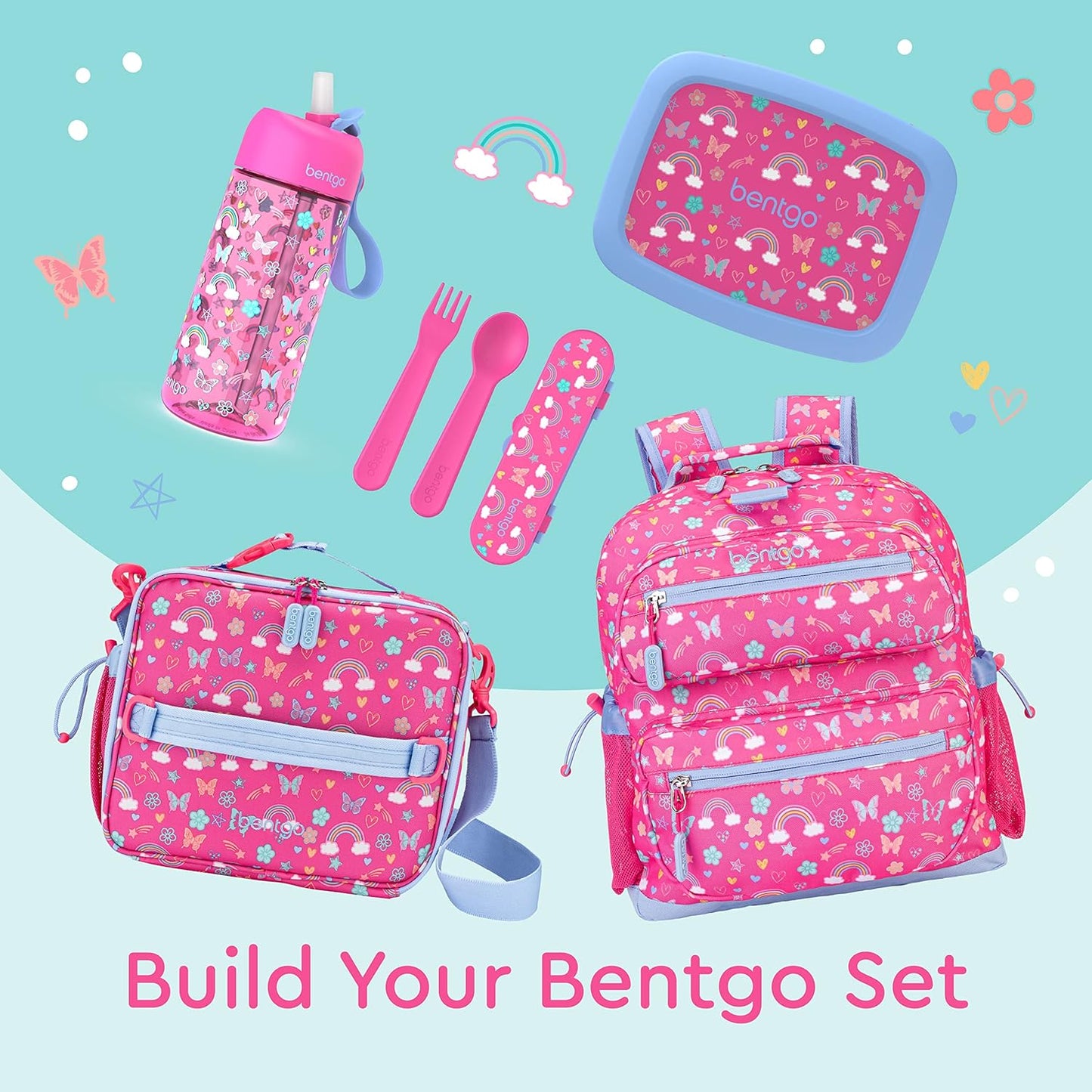 Bentgo Kids Utensil Set - Reusable Plastic Fork, Spoon & Storage Case - BPA-Free Materials, Easy-Grip Handles, Dishwasher Safe - Ideal for School Lunch, Travel, & Outdoors (Shark)