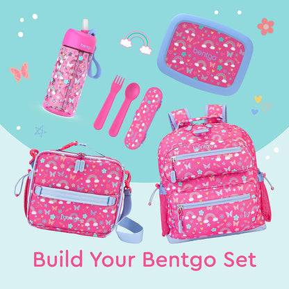 Bentgo Kids Utensil Set - Reusable Plastic Fork, Spoon & Storage Case - BPA-Free Materials, Easy-Grip Handles, Dishwasher Safe - Ideal for School Lunch, Travel, & Outdoors (Shark)