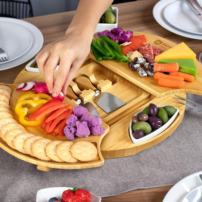 ROYAL CRAFT WOOD Premium Bamboo Charcuterie Board Set - Cheese Platter & Serving Tray & Serving Utensils - Perfect Housewarming Gift, Wedding, Bridal Shower Gift - Ideal for Entertaining and New Home