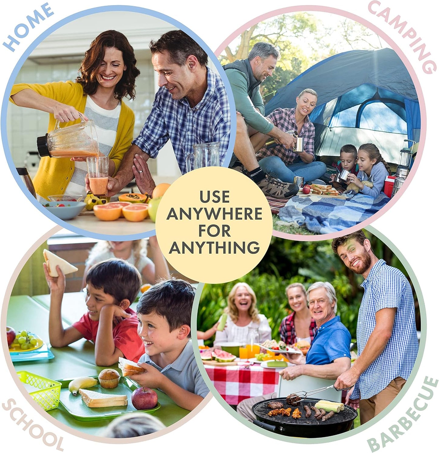 FOODLE Wheat Straw Dinnerware Set - BPA Free & Safety Tested - Microwave & Dishwasher Safe Dishes - Perfect for Camping, Picnic, RV, Dorm - Plates, Cups and Bowls - Great for Kids & Adults - For 4